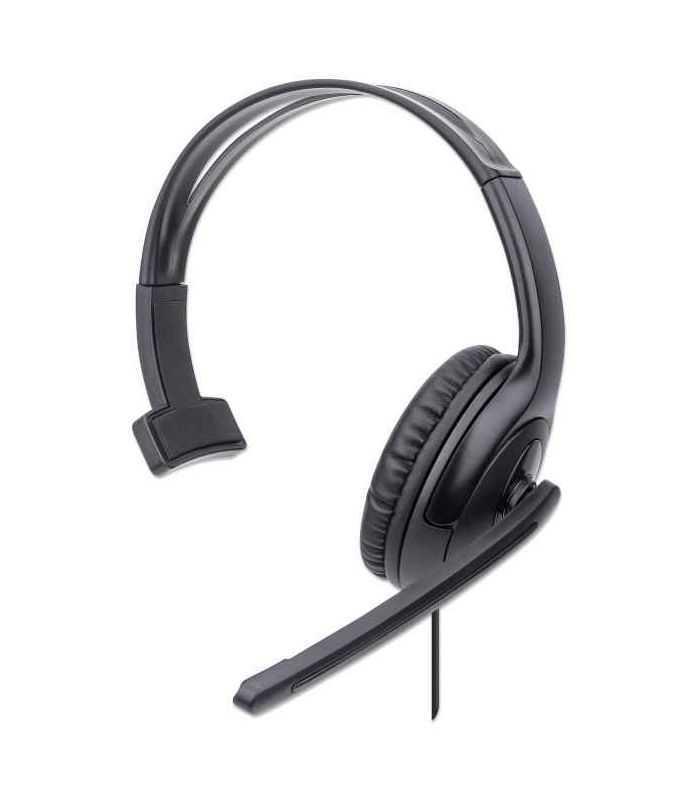 Casti mono Over-Ear cu microfon USB control volum 1.5m Manhattan 179874