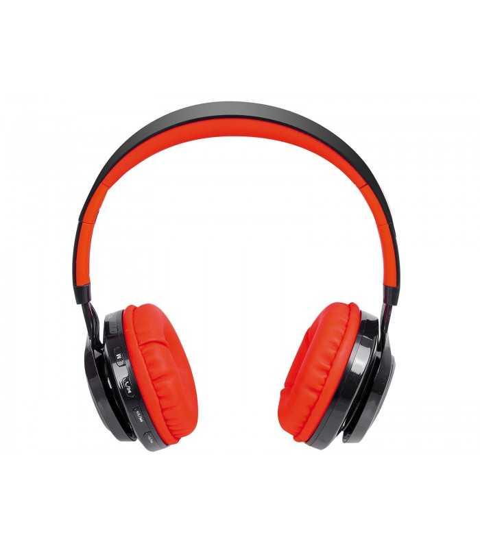 casti multimedia cu bluetooth v21 radio mp3 microsd rosu negru trevi 1