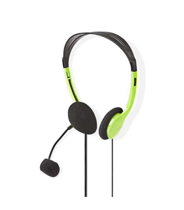 casti pc on ear nedis 2x35 mm 2m verde cu microfon 2