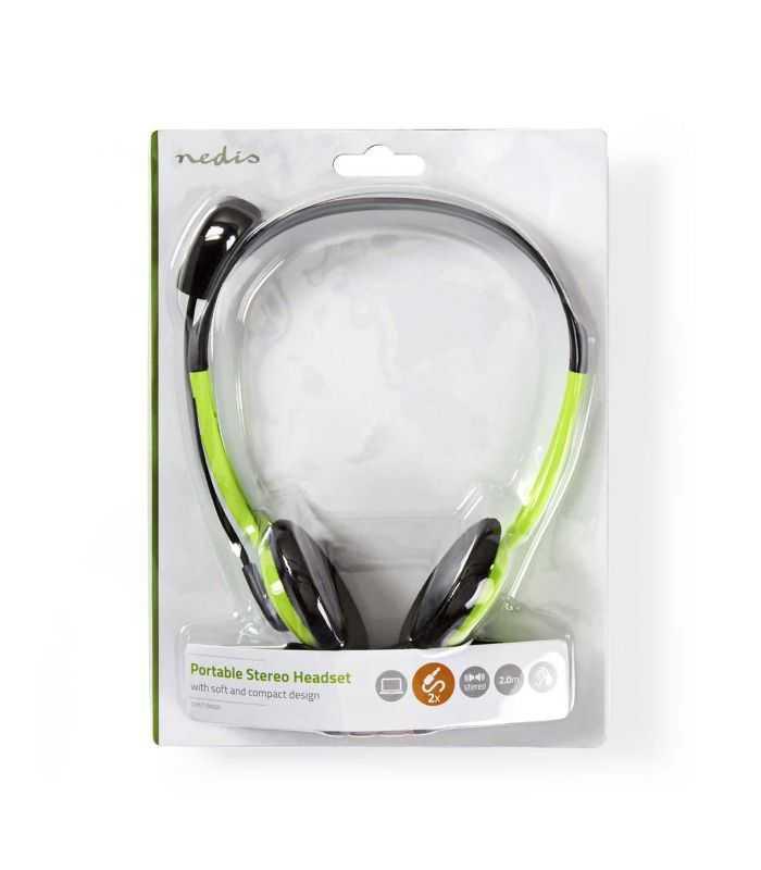 casti pc on ear nedis 2x35 mm 2m verde cu microfon 7