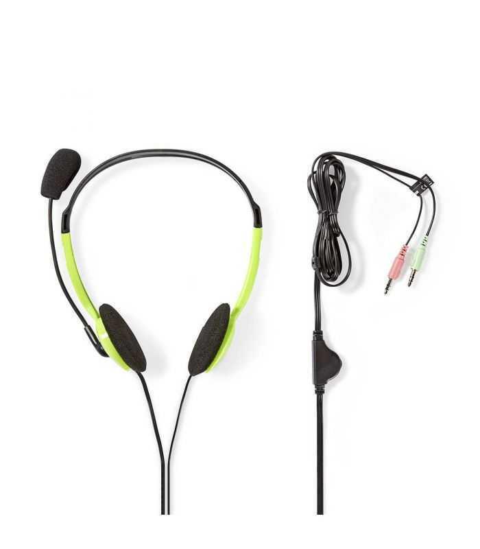 Casti PC On-Ear Nedis 2x3.5 mm 2m verde cu microfon