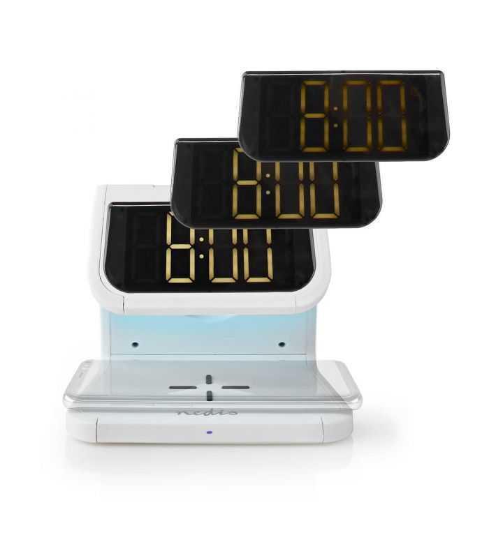 ceas cu alarma nedis incarcator wireless qi lumina multicolora alb 1