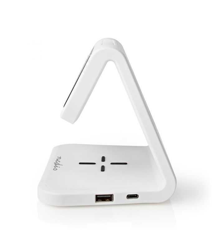 ceas cu alarma nedis incarcator wireless qi lumina multicolora alb 2