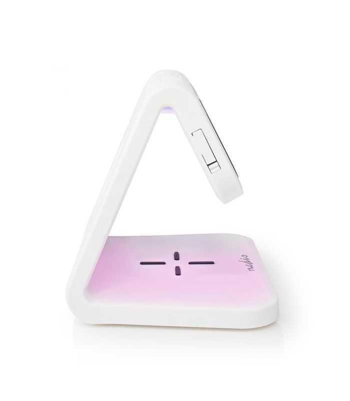ceas cu alarma nedis incarcator wireless qi lumina multicolora alb 6