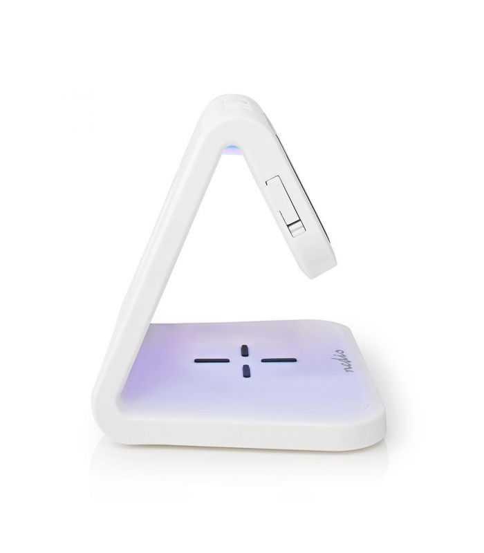 ceas cu alarma nedis incarcator wireless qi lumina multicolora alb 8