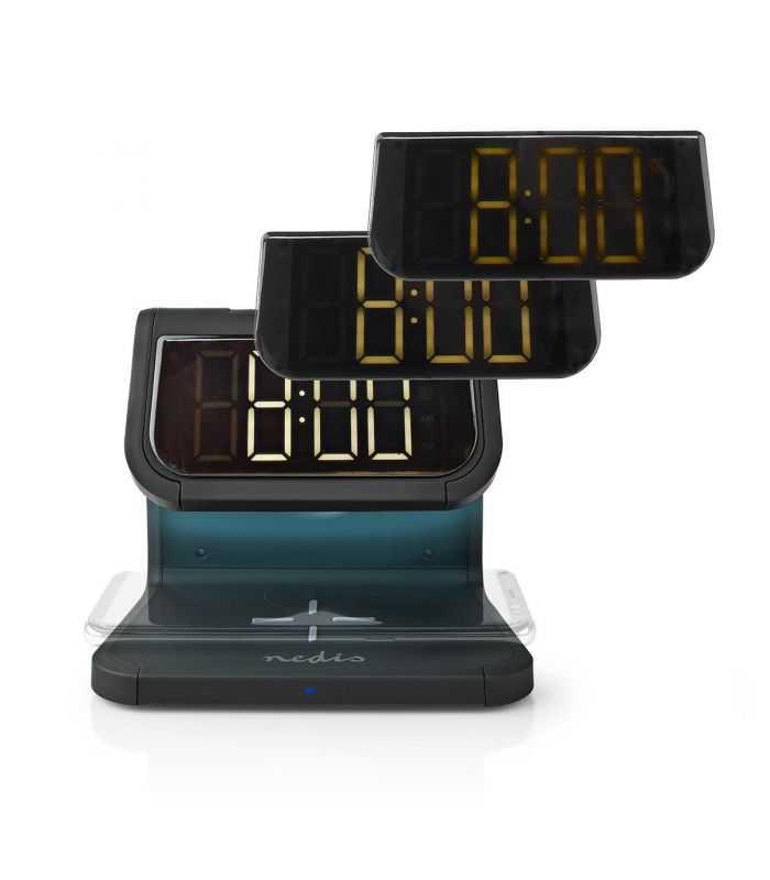 ceas cu alarma nedis incarcator wireless qi lumina multicolora negru 1