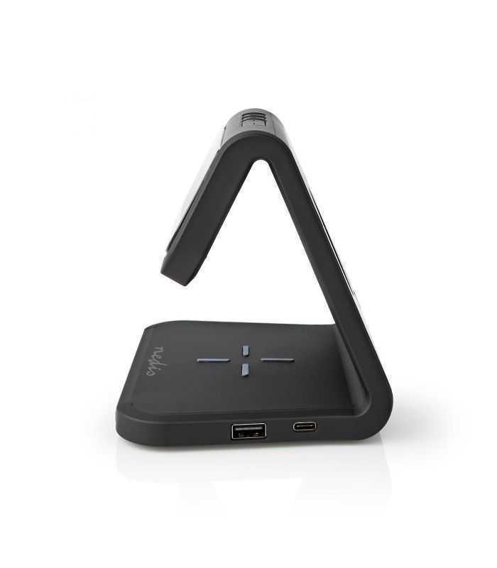 ceas cu alarma nedis incarcator wireless qi lumina multicolora negru 2
