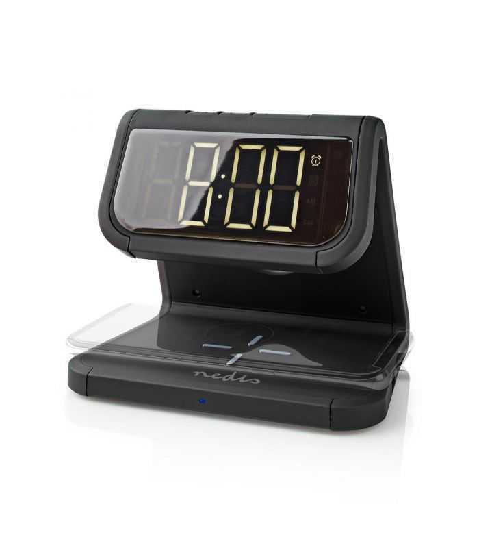 ceas cu alarma nedis incarcator wireless qi lumina multicolora negru 8