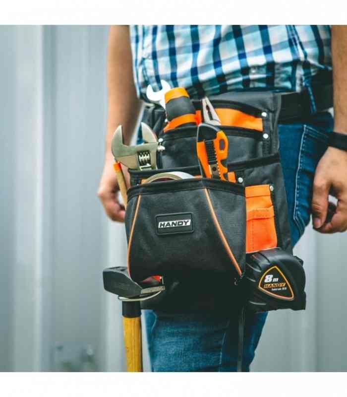 centura port scule din poliester cu suport pentru ciocan si ruleta handy 10247 2