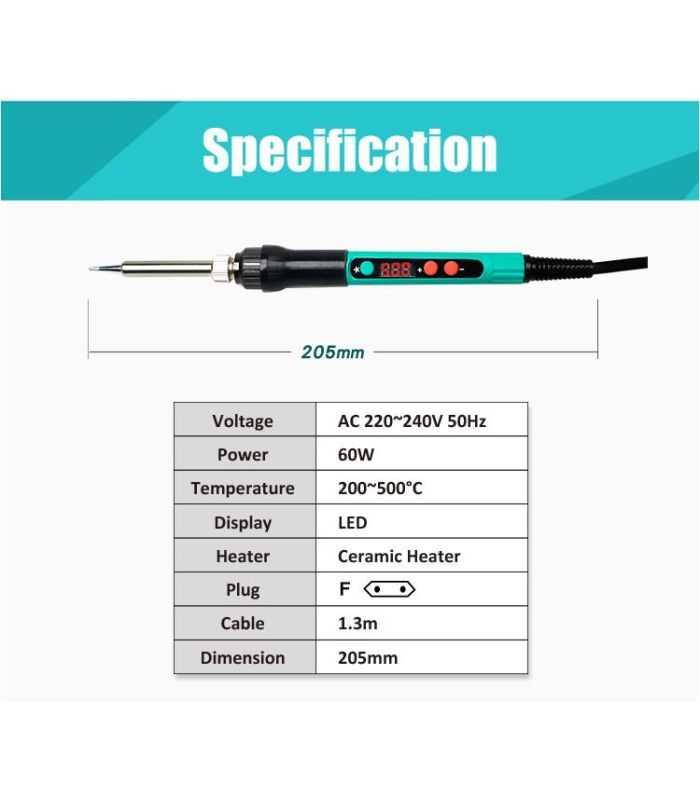 Ciocan De Lipit Afisaj Digital Control Temperatura 60w Proskit Si 186f