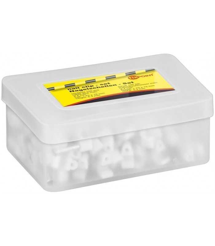 cleme clips fixare cablu rotund plastic cu cui 4mm alb 100buc goobay 1