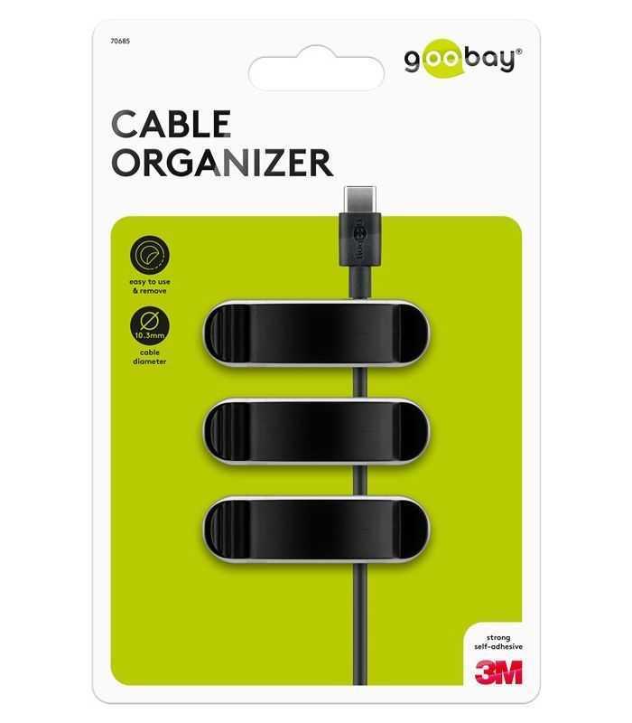 Cleme pentru gestionarea cablurilor 3 sloturi Goobay set 3buc negru