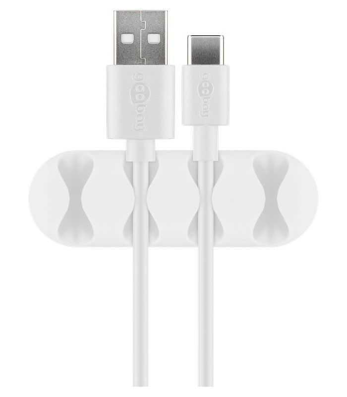 cleme pentru gestionarea cablurilor cu 4 sloturi goobay set 2buc alb 2