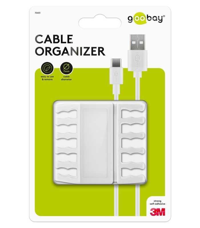 Cleme pentru gestionarea cablurilor cu 5 sloturi Goobay set 2buc alb