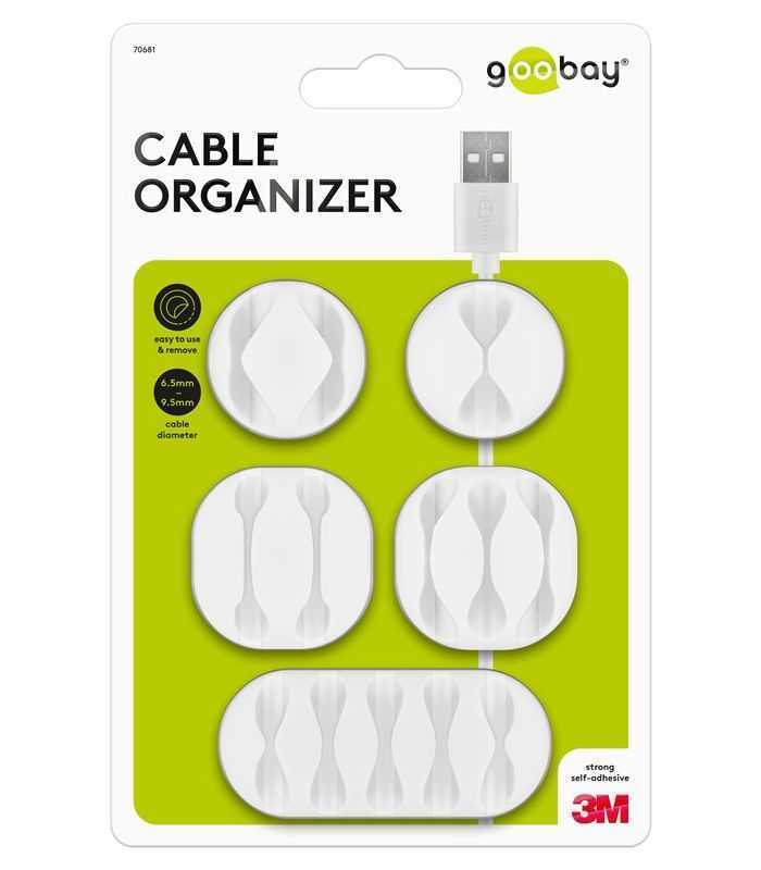 Cleme pentru gestionarea cablurilor Goobay set 5buc alb