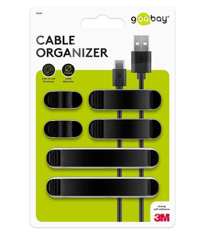 Cleme pentru gestionarea cablurilor Goobay set 6buc negru