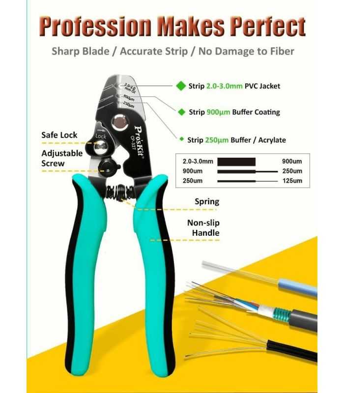 Cleste dezizolat fibra optica 162mm Pro`sKit CP-327 7 Cleste Dezizolat Fibra Optica 162mm Proskit Cp 327
