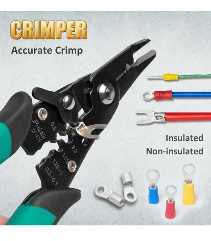Cleste sertizat / dezizolat multifunctional 3in1 Pro`sKit CP-419 7 Cleste Sertizat Dezizolat Multifunctional 3in1 Proskit Cp 419