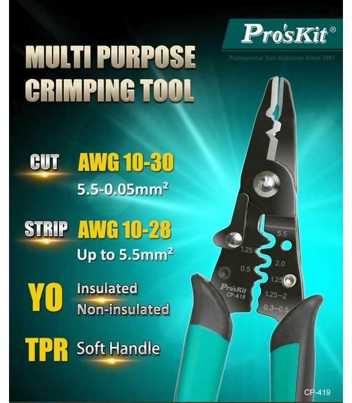 Cleste sertizat / dezizolat multifunctional 3in1 Pro`sKit CP-419 9 Cleste Sertizat Dezizolat Multifunctional 3in1 Proskit Cp 419