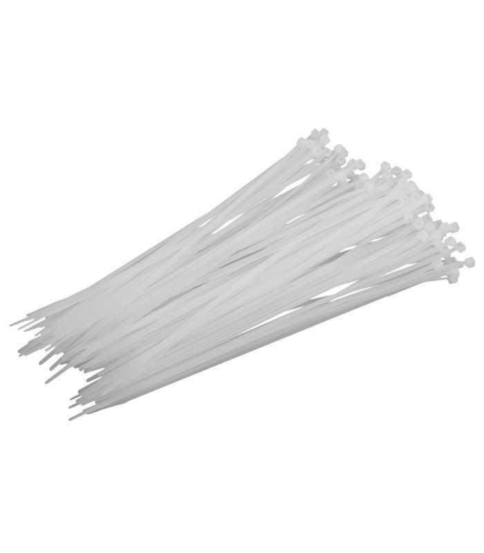 Coliere plastic fasete legatura UV rezistente albe 4.8x300mm PROLINE