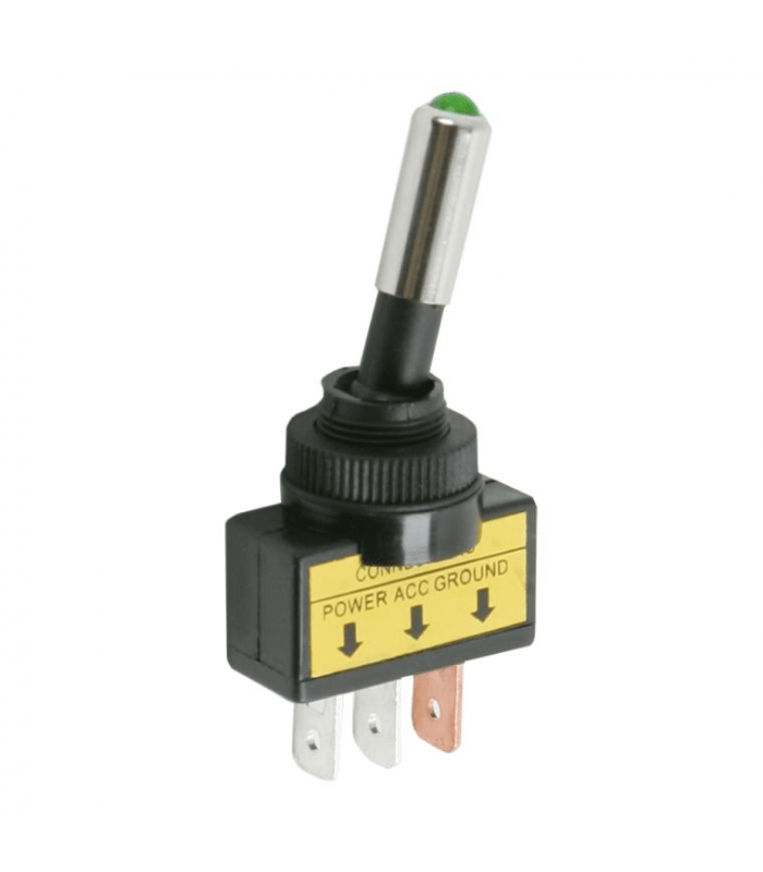 Comutator 2 pozitii OFF-ON 1 circuit 20A 12V cu LED verde cu retinere