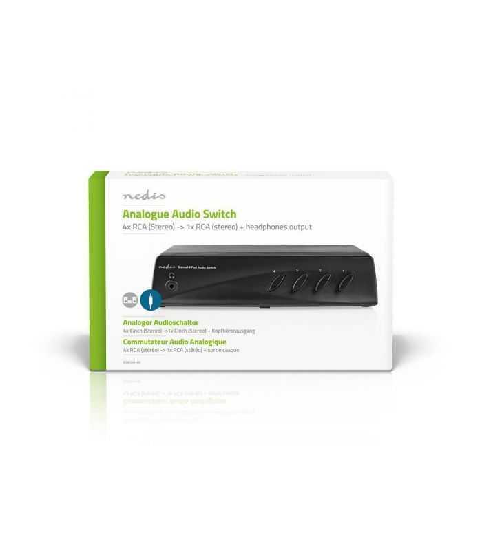 comutator audio analogic nedis 4x 2x rca stereo mama 1x rca stereo mama iesire casti negru 6