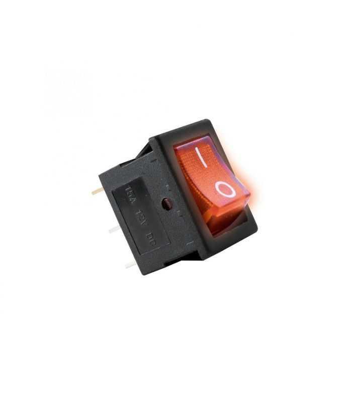 Comutator basculant 1 circuit 2 pozitii 12V 15A cu bec rosu incastrare 19x13mm HOME