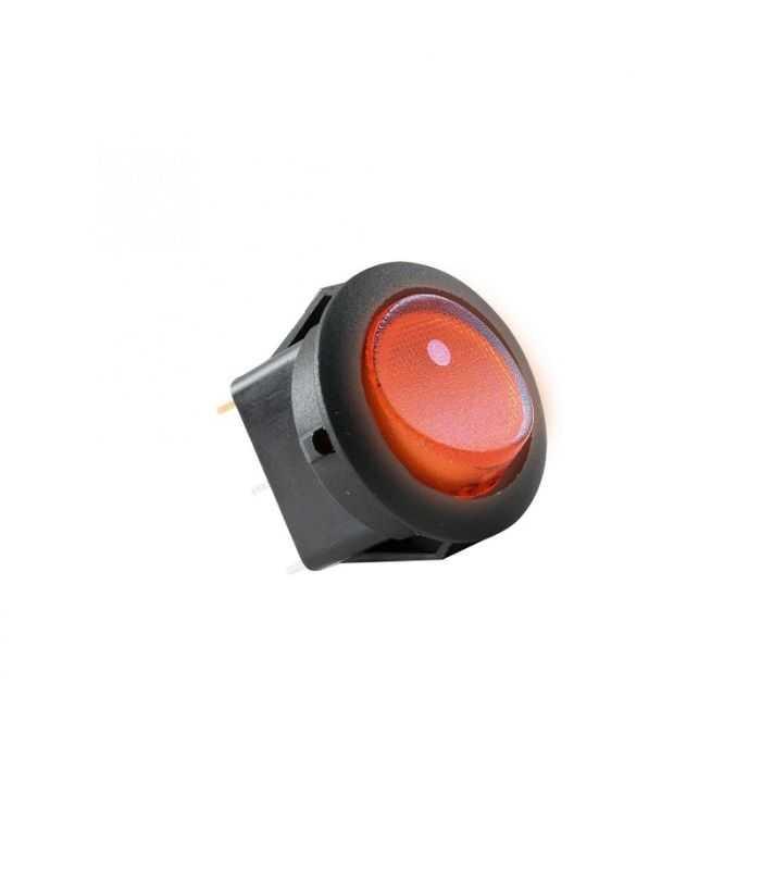 Comutator basculant 12V 16A 1 circuit 2 pozitii cu bec rosu incastrare 20mm HOME