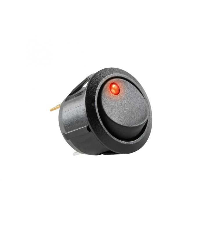Comutator basculant ON-OFF cu retinere 1 contact 12V 20A cu LED rosu incastrare 20 mm