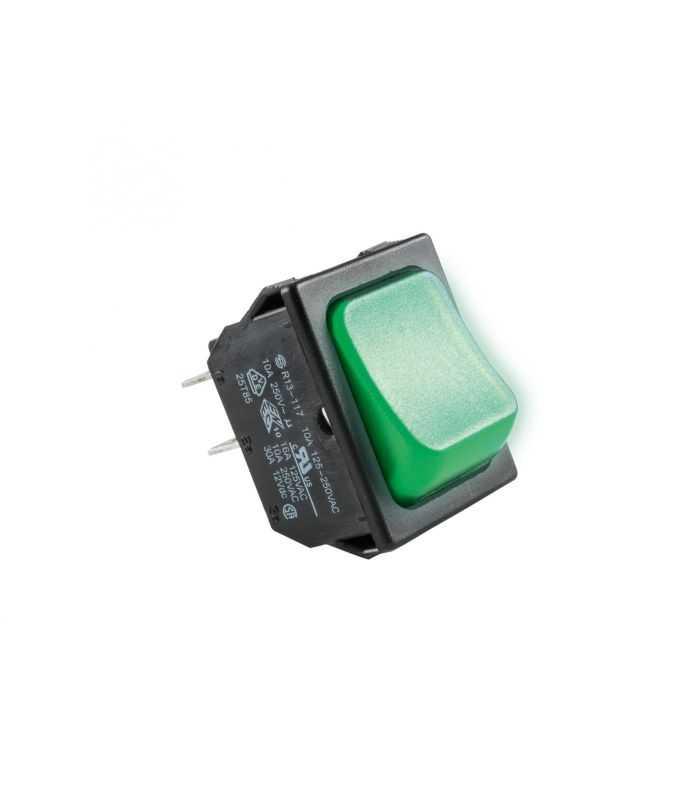 Comutator basculant ON-OFF cu retinere 250V 10A 2 circuite cu bec verde incastrare 31x22mm R13-117 Somogyi Elektronic