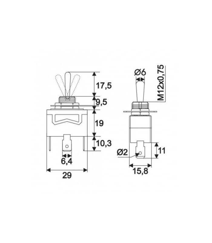 comutator cu brat 1 circuit 10a 250v on off on cu retinere 1