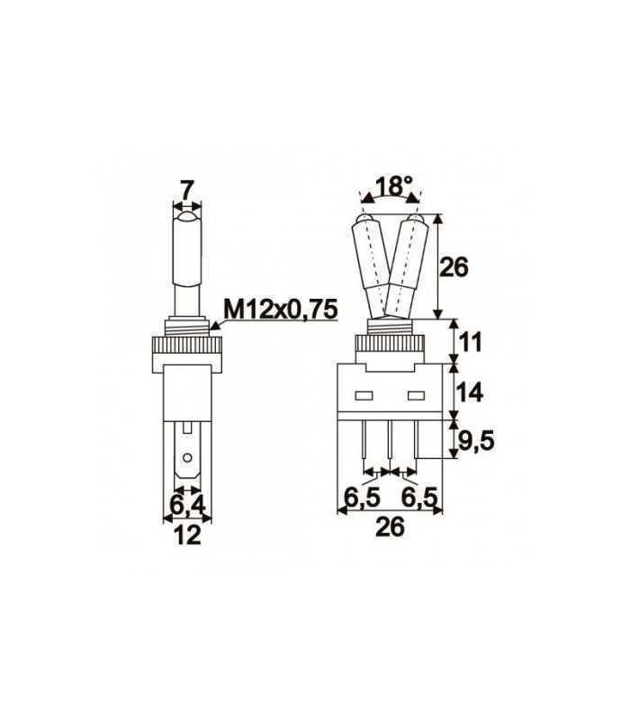 comutator cu brat 1 circuit 20a 12v off on led albastru cu retinere 1