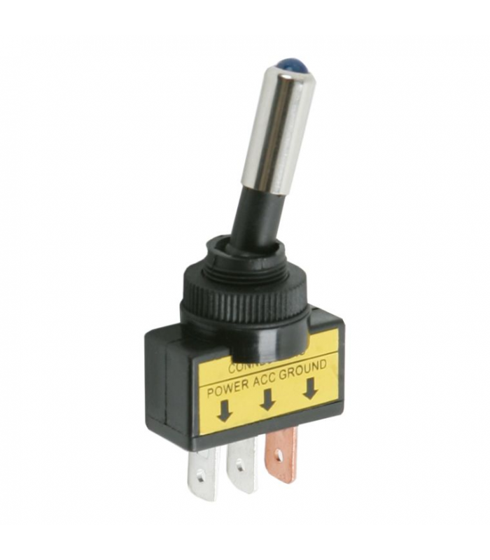 Comutator cu brat 1 circuit 20A 12V OFF-ON LED albastru cu retinere