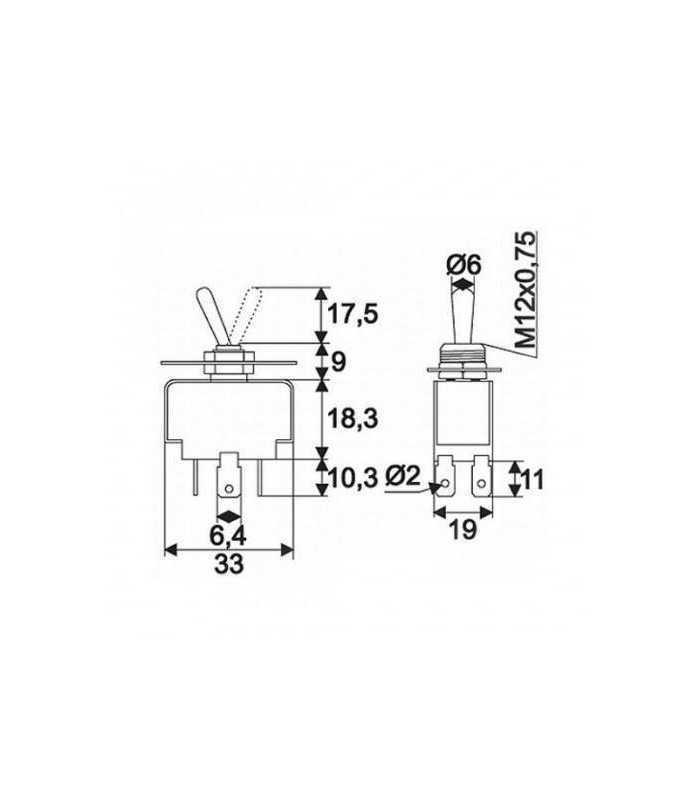 comutator cu brat 2 circuit 10a 250v on on cu retinere 1