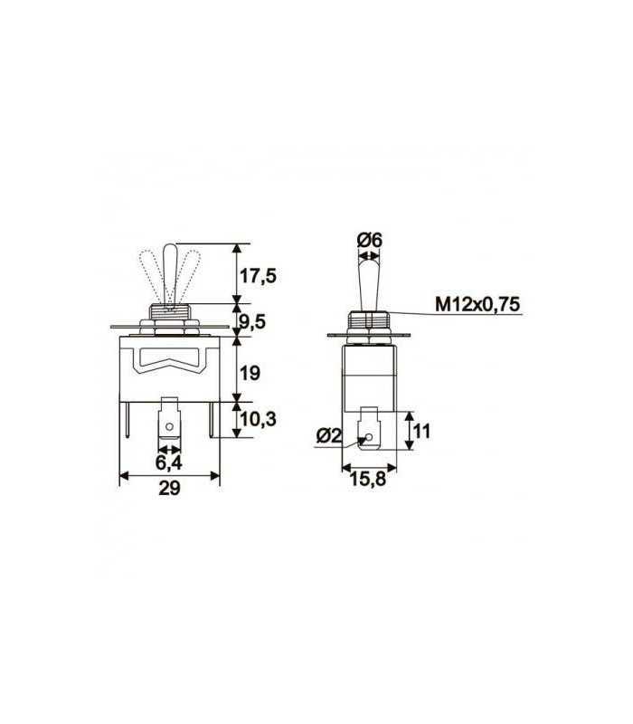 comutator cu brat de moment 1 circuit 10a 250vac on off on fara retinere 1