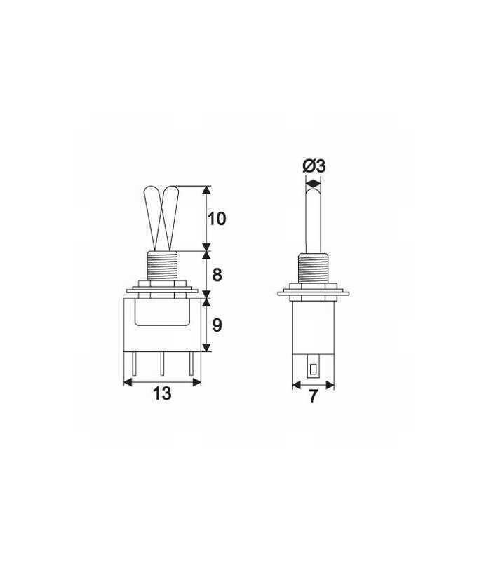 comutator on on cu brat 1 circuit 3a 250v cu retinere 1