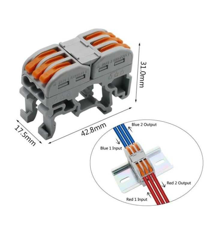 Conector 3+3 cu sina portocaliu pentru cablu maxim 4 mm