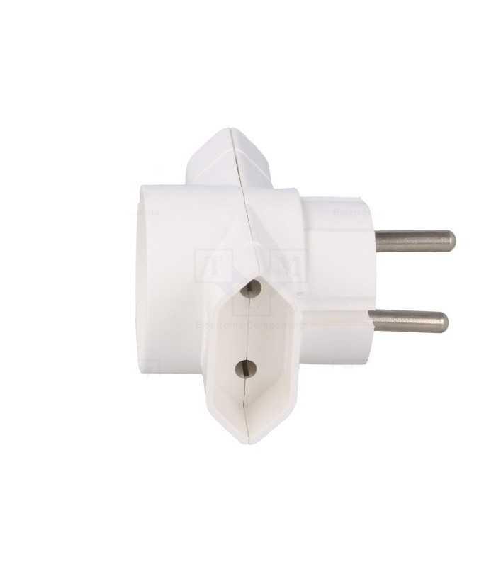 Conector AC supply splitter Layout 2P Type round flat white TIMEX-ELEKTRO R-1