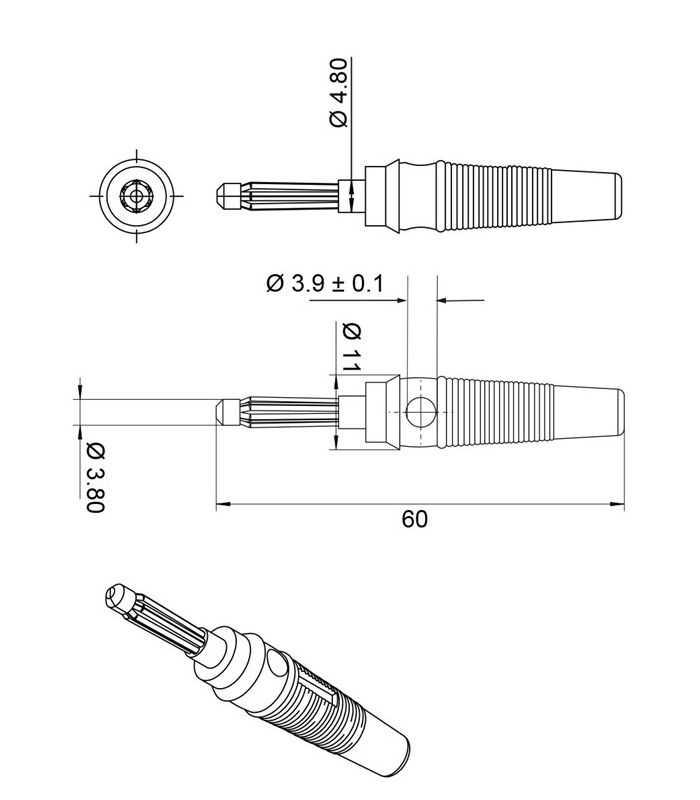 conector banana tata rosu 4mm cauciuc moale goobay 11459 1