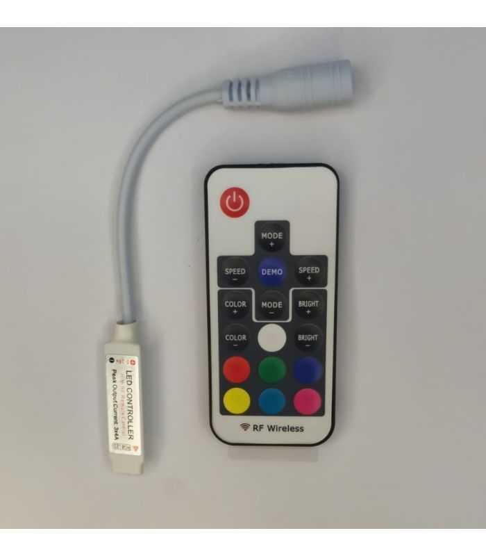 Controler Banda Led Rgb 12v Pe Fir 4 Pin 17 Taste Telecomanda Wireless