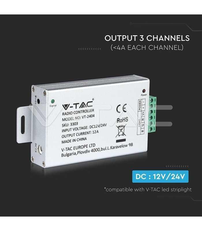 controller banda led 12v 24v 144w v tac 4