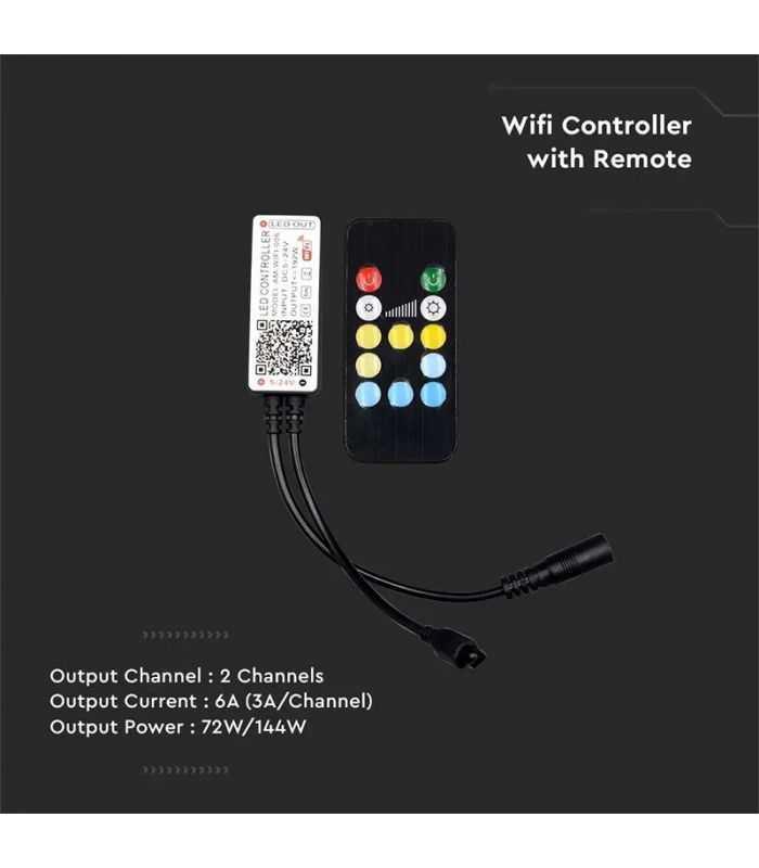 Controller Banda Led 3in1 Wi Fi Rgb 24 Butoane V Tac Sku 2902