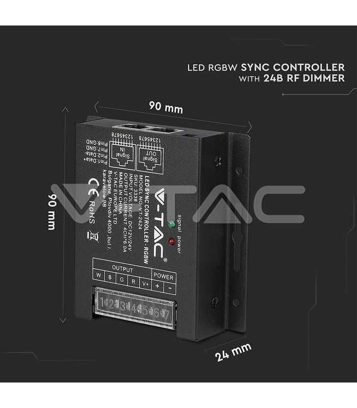 controller banda led cu dimmer 12v 24v rgbw 288w v tac 4