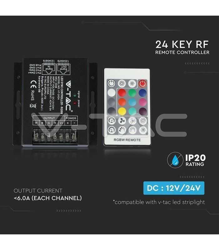 controller banda led cu dimmer 12v 24v rgbw 288w v tac 6