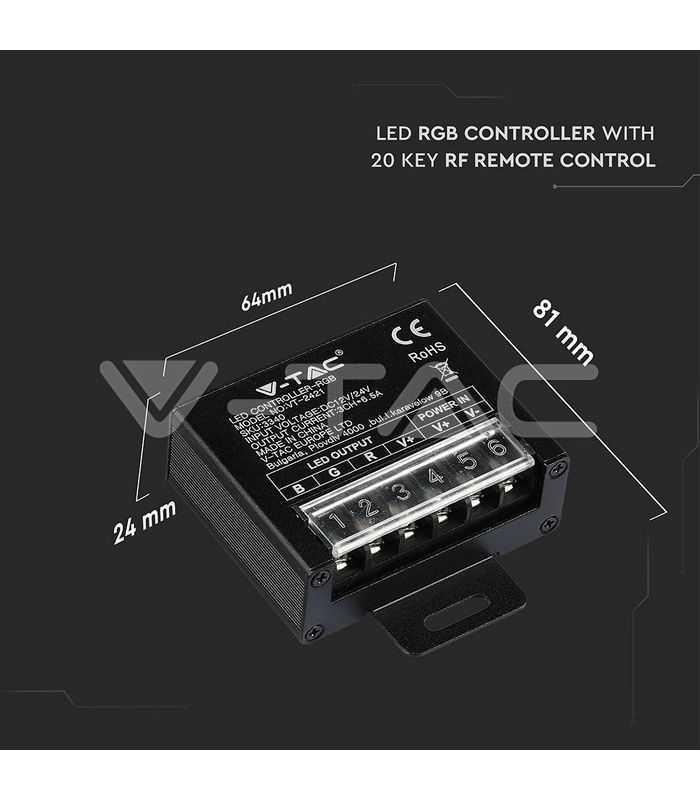 controller banda led rgb 12v 240w 24v 480w v tac 2