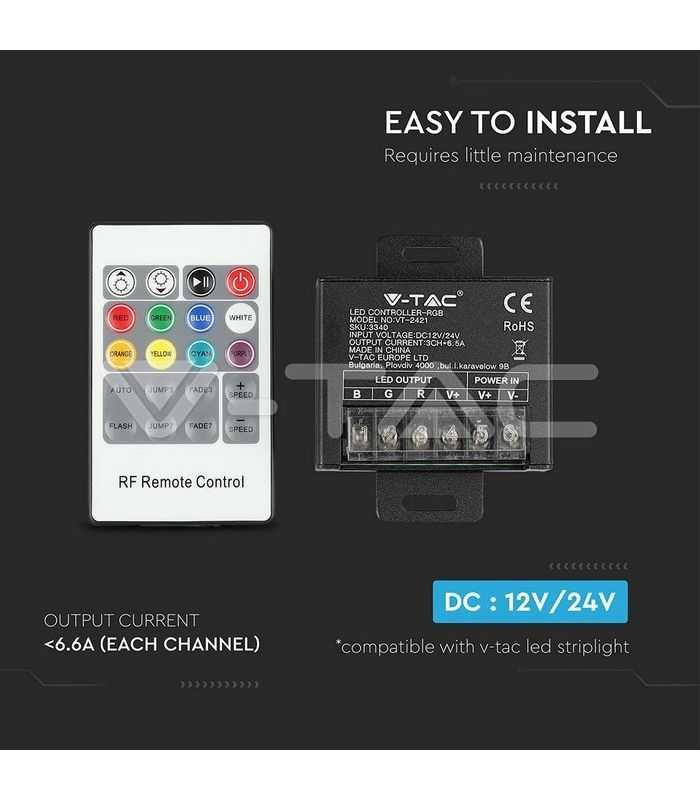 controller banda led rgb 12v 240w 24v 480w v tac 3
