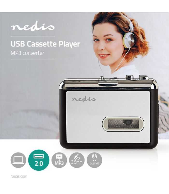 Convertor Caseta In Mp3 Portabil Nedis Cu Cablu Usb Si Software Acgru100gy