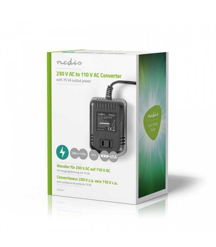 convertor de tensiune 220v 110v 75w iesire usa nedis 5