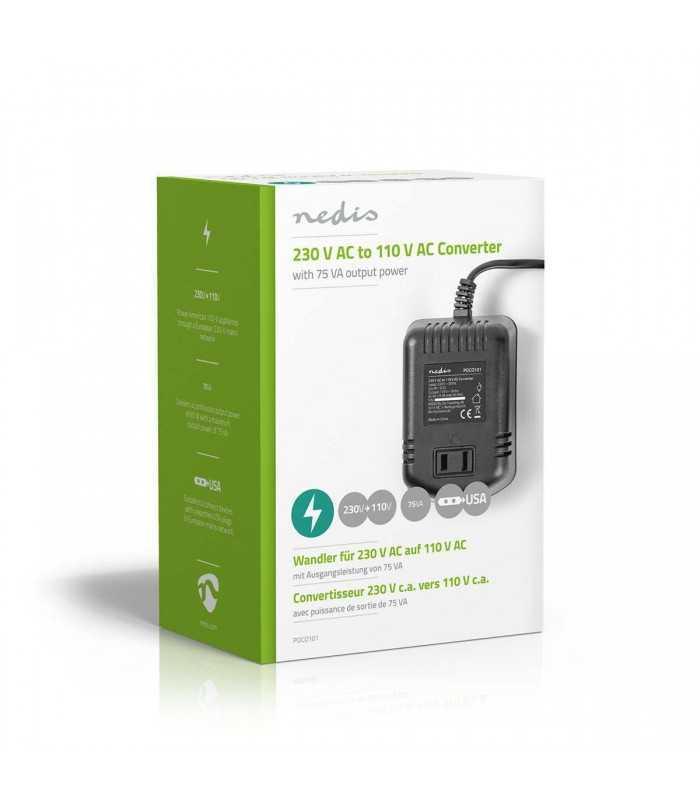 convertor de tensiune 220v 110v 75w iesire usa nedis 6