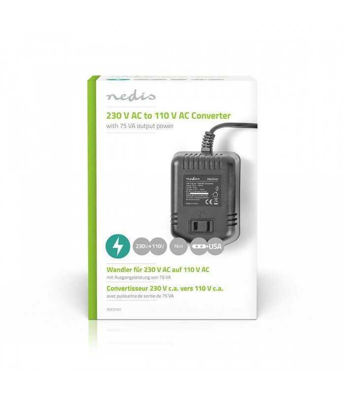 convertor de tensiune 220v 110v 75w iesire usa nedis 7